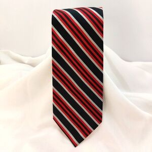 Stafford Performance Men’s Silk Necktie Red & Black Stripe‎ Tie 62x3.5